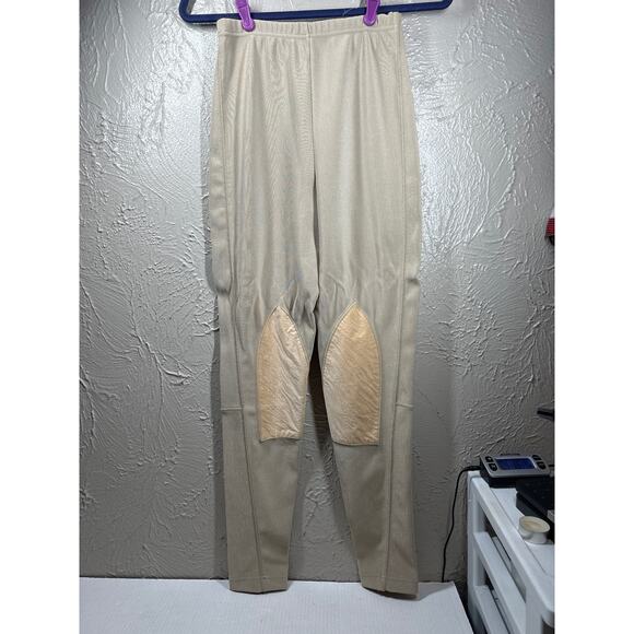 Express Tricot TAN Stretch Ponte Riding Pants Knee Patch Womens Size Medium - Picture 1 of 7